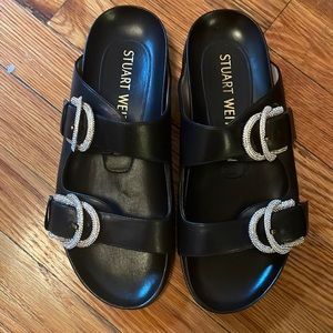 Stuart Weitzman Pave Buckle Slides